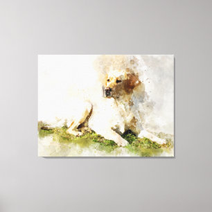 Lienzo Retrato al Acuarela de Perro Labrador Retriever 03