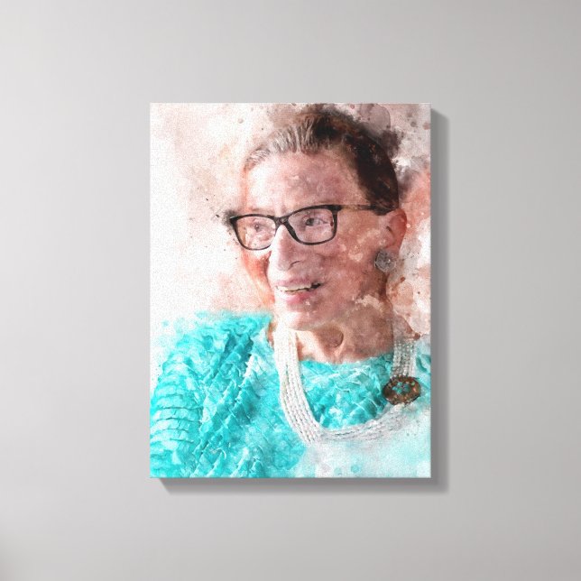 Lienzo Retrato al acuarela sonriente de Ruth Bader Ginsbu (Anverso)