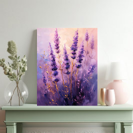Lienzo Retrato al óleo de flores de lavanda