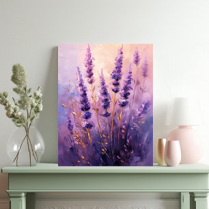 Lienzo Retrato al óleo de flores de lavanda