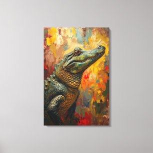 Lienzo Retrato Artístico de Caimán – Vibrante Pintura al