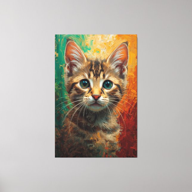 Lienzo Retrato artístico de gatitos - Pintura vibrante de (Anverso)