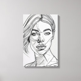 Lienzo Retrato artístico de la línea monocroma abstracta