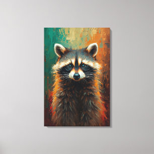 Lienzo Retrato Artístico de Mapache – Vibrante Pintura al