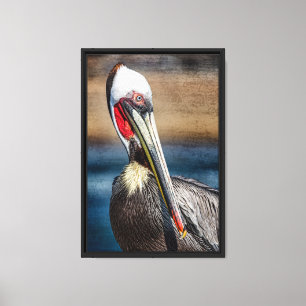 Lienzo Retrato Artístico de Pelícano Pardo de California