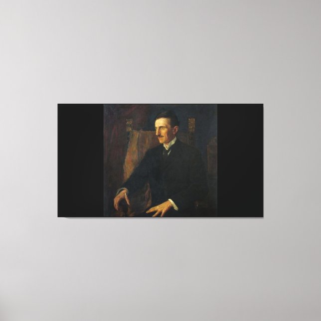 Lienzo Retrato Azul de Nikola Tesla (Anverso)