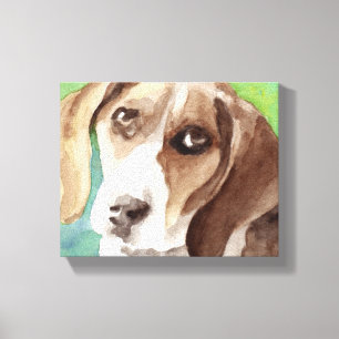 Lienzo retrato Beagle de color agua