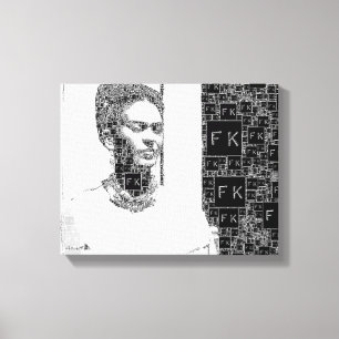 Lienzo Retrato blanco y negro de Frida Kahlo