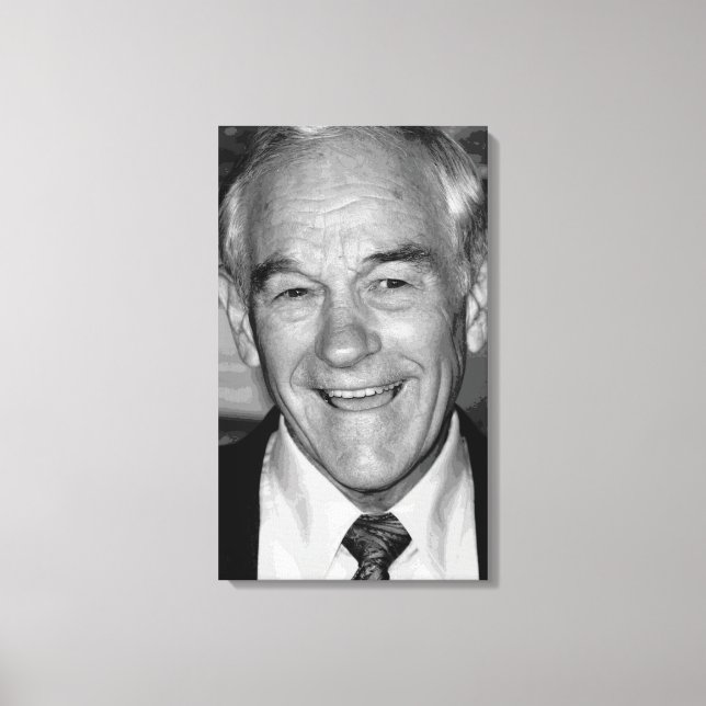 Lienzo Retrato blanco y negro de Ron Paul (Anverso)