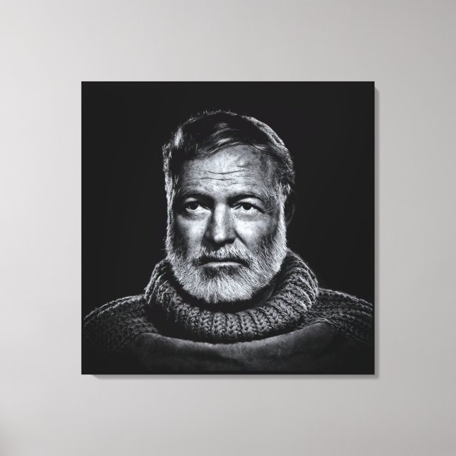 Lienzo Retrato clásico de Ernest Hemingway (Anverso)