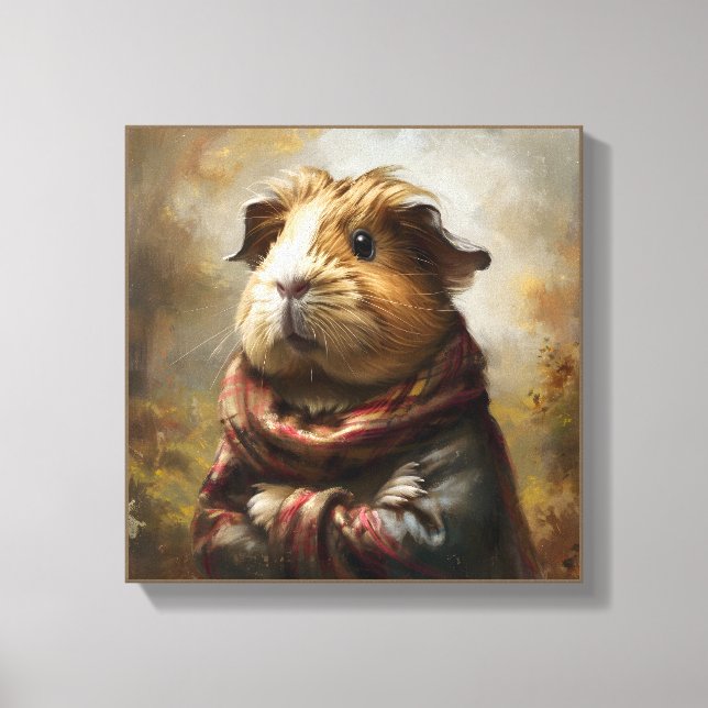 Lienzo Retrato Clásico De Un Cerdo De Guinea (Anverso)