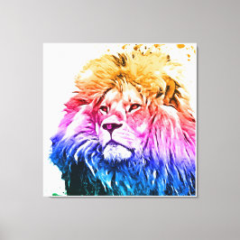 Lienzo Retrato colorido de la cabeza del león