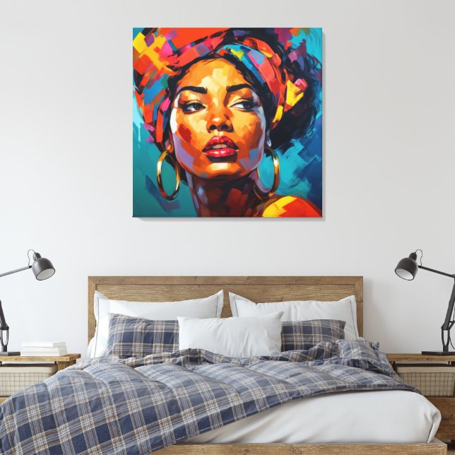 Lienzo Retrato colorido de una bella mujer negra (Insitu(Dormitorio))