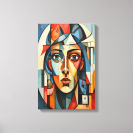 Lienzo Retrato Cubista Moderno Geométrico