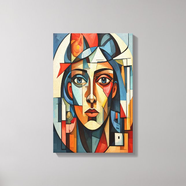 Lienzo Retrato Cubista Moderno Geométrico (Anverso)