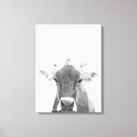 Retrato de animales de vaca blanco y negro