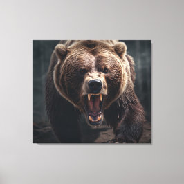 Lienzo Retrato de animales salvajes enojados grizzly Bear