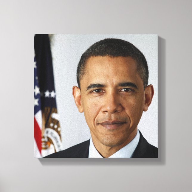 Lienzo Retrato de Barack Obama en la Casa Blanca (Anverso)