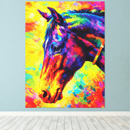 Lienzo Retrato de caballo vibrante con empaste Colorido s