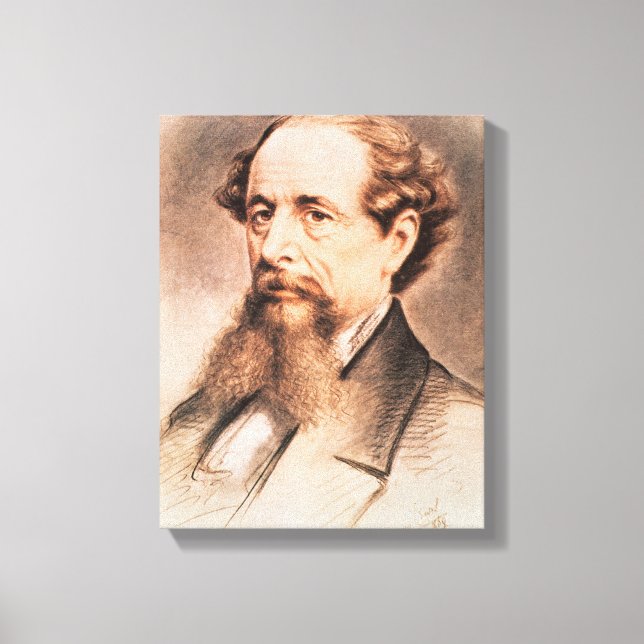 Lienzo Retrato de Charles Dickens, 1869 (Anverso)