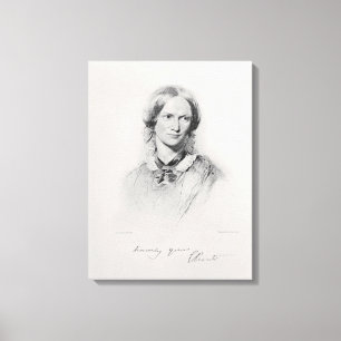 Lienzo Retrato de Charlotte Bronte, grabado por el