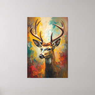 Lienzo Retrato de Ciervo Artístico Pintura al Óleo Vibran