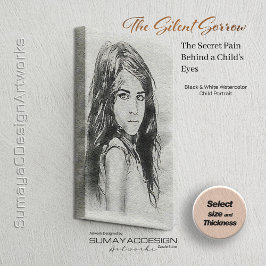 Lienzo Retrato de color de agua de niña pequeña | Blanco 