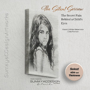 Lienzo Retrato de color de agua de niña pequeña Blanco