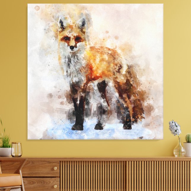 Lienzo Retrato de color rojo Fox 02 (Insitu (Sala de estar))