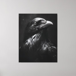 Lienzo Retrato de Cuervo Monocromo