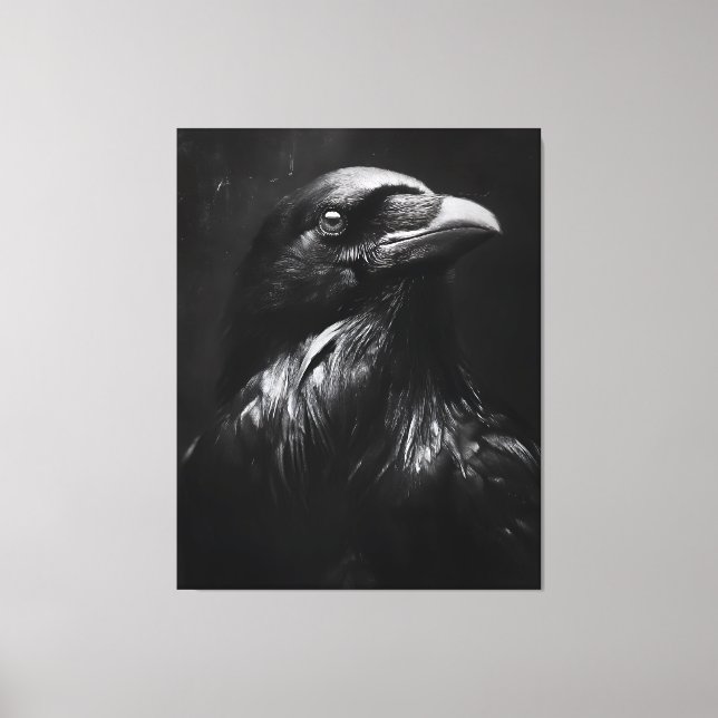 Lienzo Retrato de Cuervo Monocromo (Anverso)