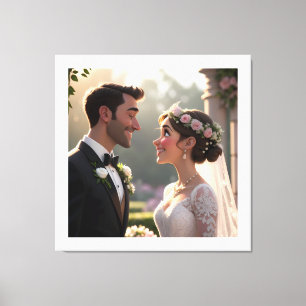 Lienzo Retrato de dibujos animados 3D personalizado a par