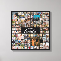 Retrato de familia con collage de 100 fotos