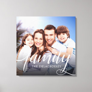 Lienzo Retrato de familia personalizado con foto y escrit