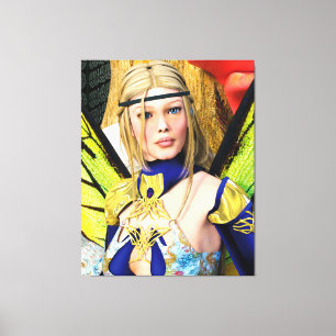 Lienzo Retrato de Fantasía de Mariposa Hada Elegante