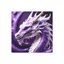 Retrato De Fantasía De Un Dragón Púrpura Y Blanco