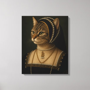 Lienzo Retrato de gato de Ana Bolena - Reina Tudor renace