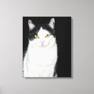 Lienzo Retrato de gato negro y blanco