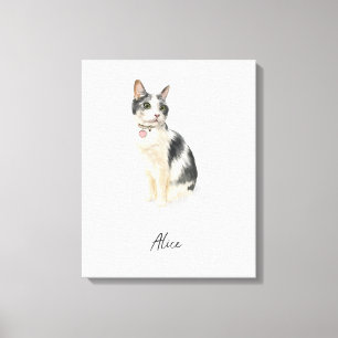 Lienzo Retrato de gato personalizado acuarela