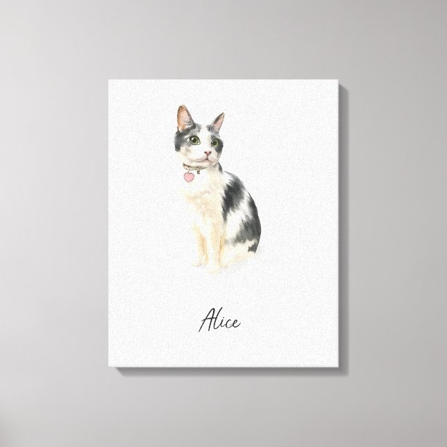 Lienzo Retrato de gato personalizado acuarela (Anverso)