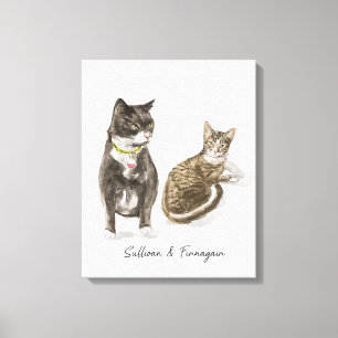 Lienzo Retrato de gato personalizado acuarela