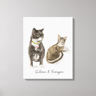 Lienzo Retrato de gato personalizado acuarela