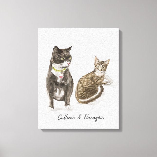 Lienzo Retrato de gato personalizado acuarela (Anverso)