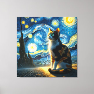 Lienzo Retrato de gato Starry Calico - Retrato Mascota