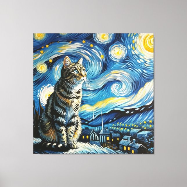 Lienzo Retrato de gato Starry Tabby - Retrato Mascota (Anverso)