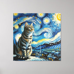 Lienzo Retrato de gato Starry Tabby - Retrato Mascota