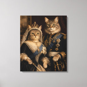 Lienzo Retrato de Gatos de la Reina Victoria y el Príncip