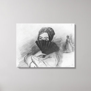 Lienzo Retrato de George Sand detrás de su fan