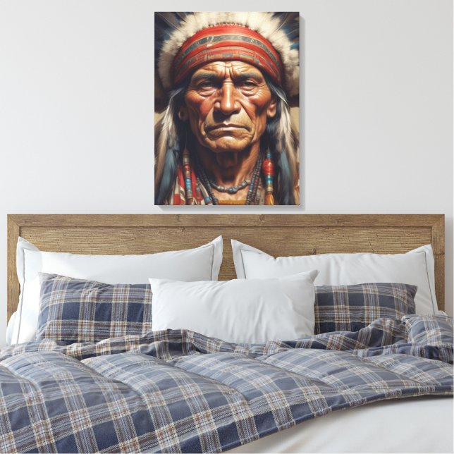 Lienzo Retrato de Geronimo Jefe de la India (Insitu(Dormitorio))