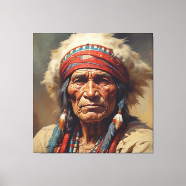 Lienzo Retrato de Geronimo Jefe de la India (Anverso)